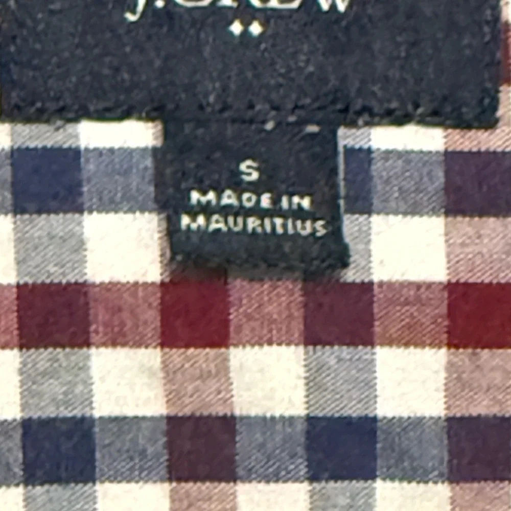 J. Crew Men's Burgundy and Navy Plaid Shirt